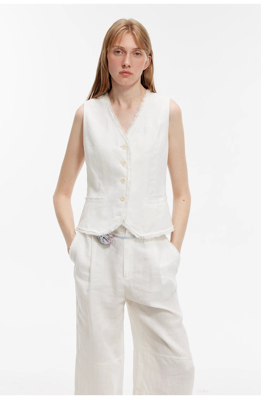 "Diary of an Old Friend" Customized Breathable Ramie Oversize Suit Vest Set-14