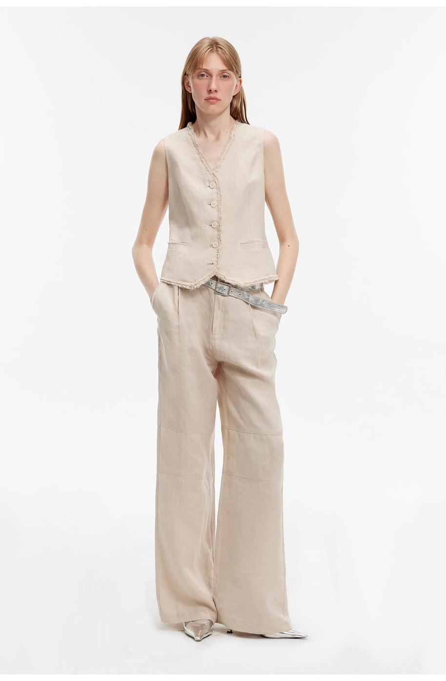 "Diary of an Old Friend" Customized Breathable Ramie Oversize Suit Vest Set-17