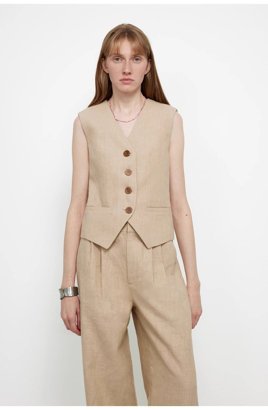 "Diary of an Old Friend" Customized Breathable Ramie Oversize Suit Vest Set-15