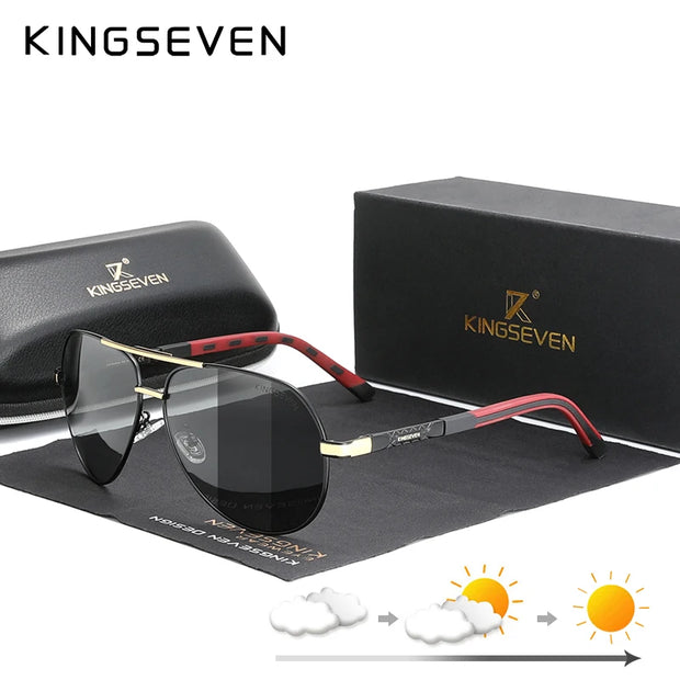 KINGSEVEN Brand Photochromic Sunglasses For Men Women Polarized UV400 Sun Glasses Chameleon Lenses Aluminum Driving Eyewear