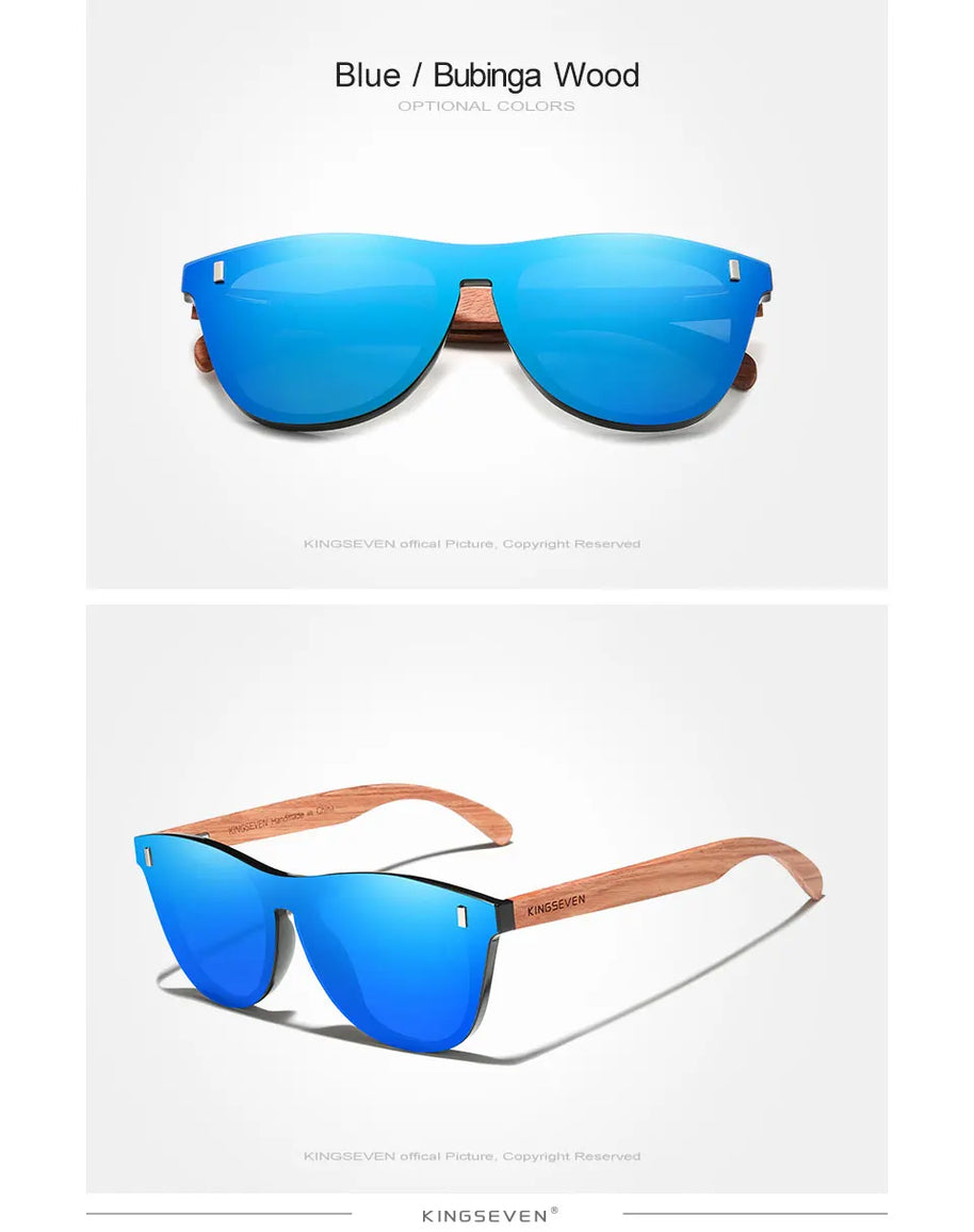 KINGSEVEN Brand Classical Wooden Sunglasses Men Retro Causal Polarized Rimless Women Glasses Anti-UV400 Wood Fashion Eyewear