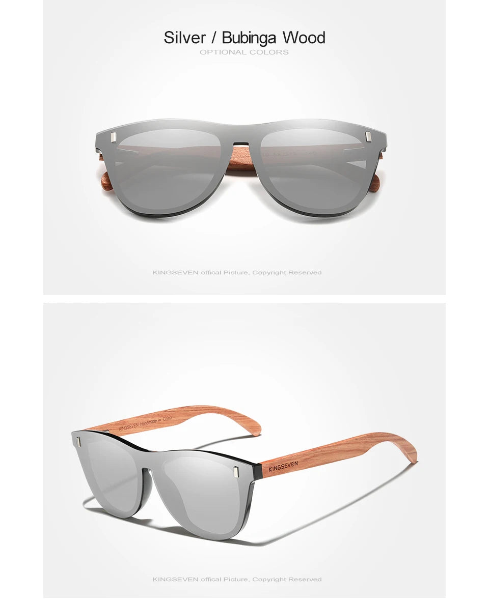 KINGSEVEN Brand Classical Wooden Sunglasses Men Retro Causal Polarized Rimless Women Glasses Anti-UV400 Wood Fashion Eyewear