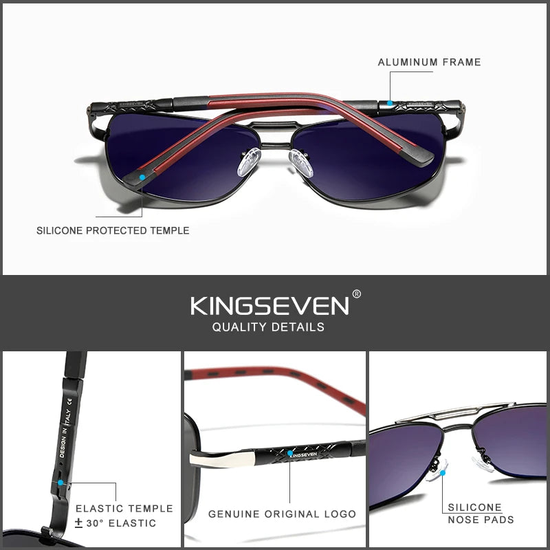 KINGSEVEN 2024 Aluminum Brand Pilot Polarized Sunglasses Men Women Fashion Frame Male Sun Glasses For Driving Oculos de sol