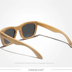 KINGSEVEN Polarized Natural Wooden Sunglasses For Men Women Full Bamboo Frame Retro Handmade Eyewear Square UV400 Lens Glasses