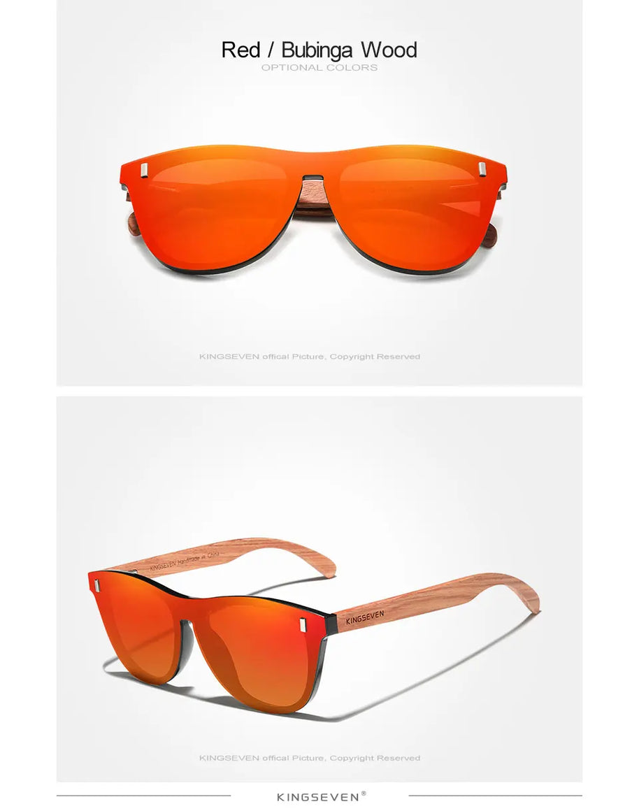 KINGSEVEN Brand Classical Wooden Sunglasses Men Retro Causal Polarized Rimless Women Glasses Anti-UV400 Wood Fashion Eyewear