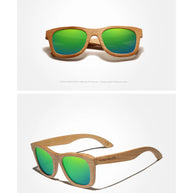 KINGSEVEN Polarized Natural Wooden Sunglasses For Men Women Full Bamboo Frame Retro Handmade Eyewear Square UV400 Lens Glasses