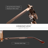 KINGSEVEN Brand Retro Sunglasses Gothic Steampunk Polarized UV400 Men Women Eyewear Round Frame Outdoor Photochromic Glasses
