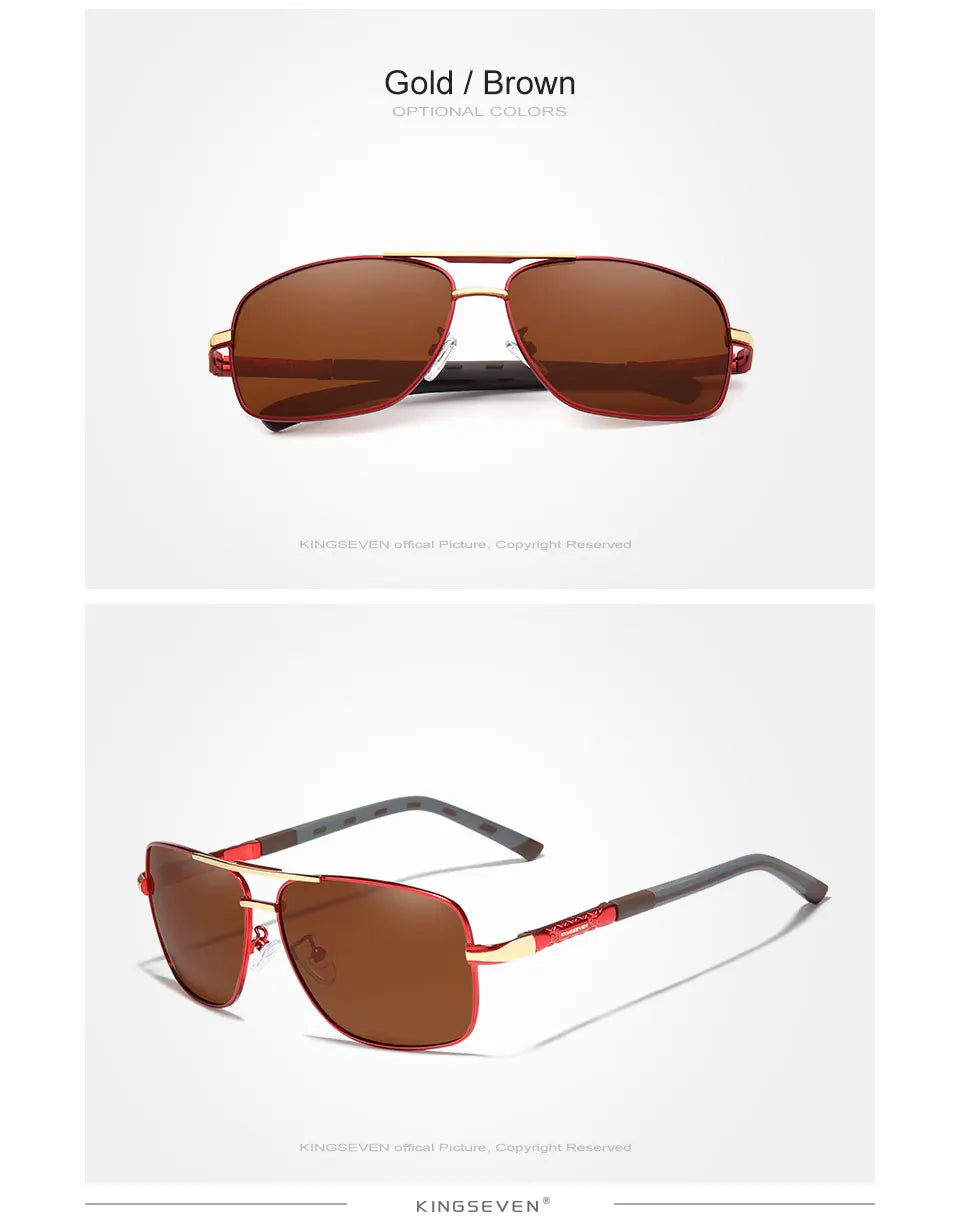 KINGSEVEN Aluminum Sunglasses Men/Women‘s Polarized UV400 Fashion Sunscreen Glasses Classical Driving Rectangle Business Eyewear