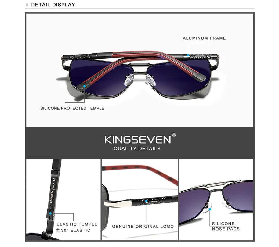 KINGSEVEN 2024 Aluminum Brand Pilot Polarized Sunglasses Men Women Fashion Frame Male Sun Glasses For Driving Oculos de sol