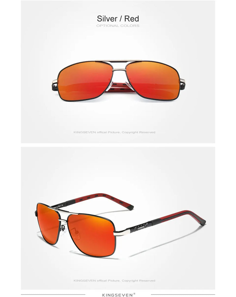 KINGSEVEN Aluminum Sunglasses Men/Women‘s Polarized UV400 Fashion Sunscreen Glasses Classical Driving Rectangle Business Eyewear
