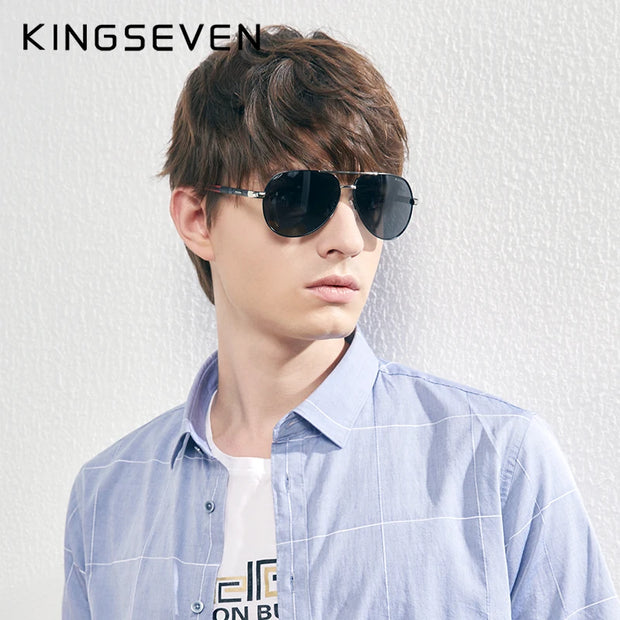 KINGSEVEN Men Vintage Photochromic  Aluminum Polarized Sunglasses Brand Sun glasses Coating Lens Driving Eyewear For Men/Women