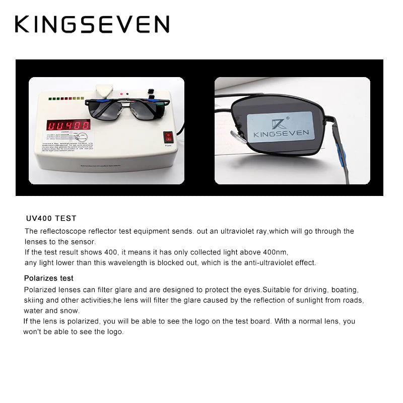 KINGSEVEN 2024 Brand Classic Square Polarized Sunglasses Men's Driving Male Sun Glasses Eyewear UV Blocking Oculos N7906