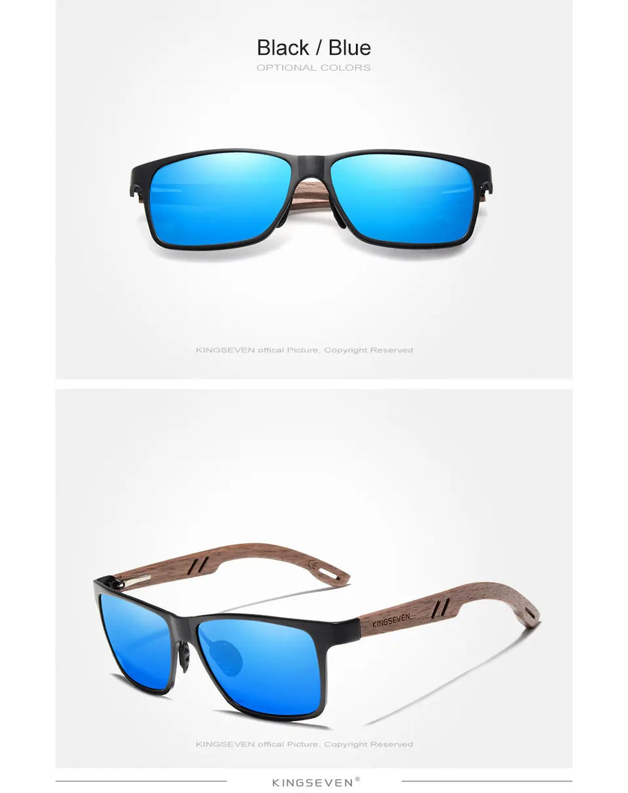 KINGSEVEN Brand Wooden Sunglasses High Quality Rectangle Frame Men Women's UV400 Polarized Lens Glasses Luxury Retro Eyewear