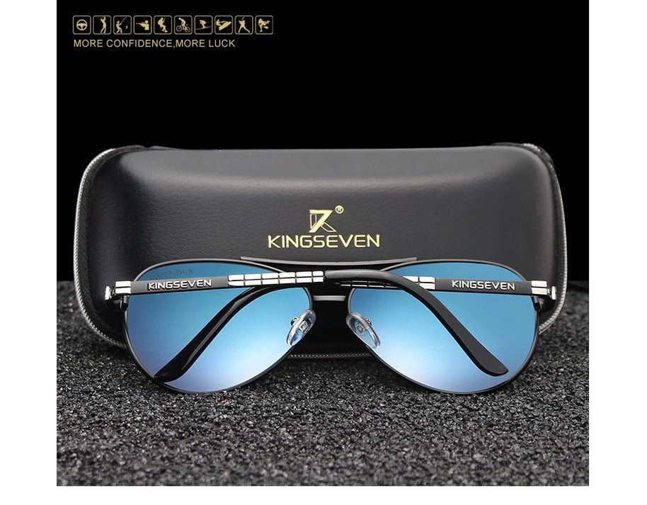 KINGSEVEN 2024 New Sunglasses For Men Design Aviation Alloy Full Frame Glasses HD Polarized UV400 Eye Protection Glasses Eyewear