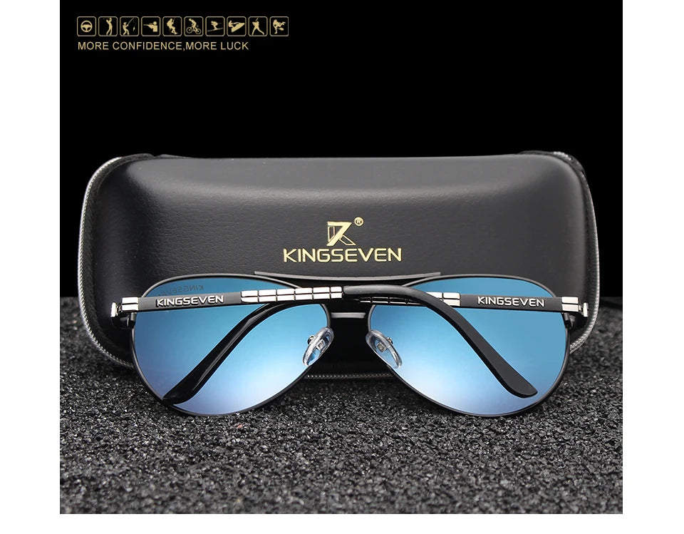 KINGSEVEN 2024 New Sunglasses For Men Design Aviation Alloy Full Frame Glasses HD Polarized UV400 Eye Protection Glasses Eyewear