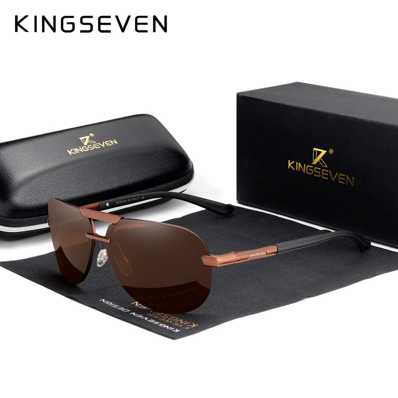 KINGSEVEN Original High Quality Polarized Sunglasses Men Women Pilot Driving Aluminum+TR90 Sun Glasses Goggle UV400