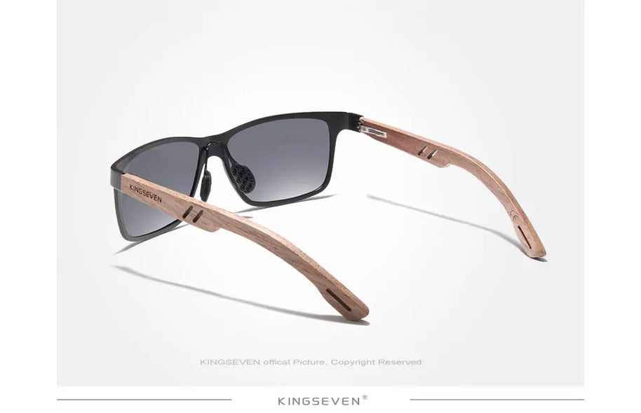 KINGSEVEN Brand Wooden Sunglasses High Quality Rectangle Frame Men Women's UV400 Polarized Lens Glasses Luxury Retro Eyewear