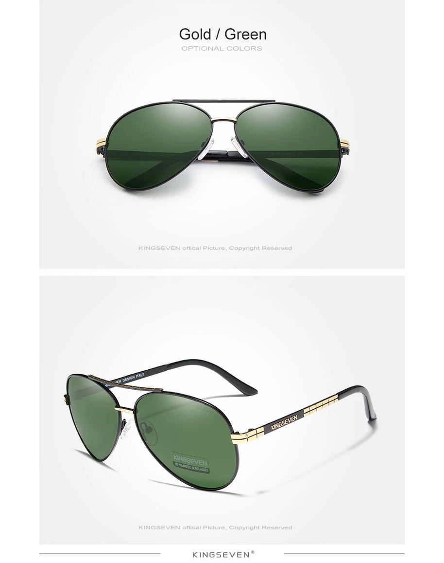KINGSEVEN 2024 New Sunglasses For Men Design Aviation Alloy Full Frame Glasses HD Polarized UV400 Eye Protection Glasses Eyewear