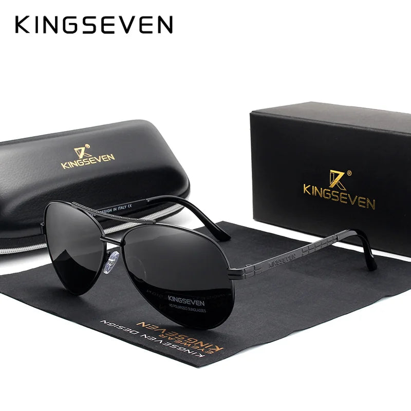 KINGSEVEN 2024 New Sunglasses For Men Design Aviation Alloy Full Frame Glasses HD Polarized UV400 Eye Protection Glasses Eyewear