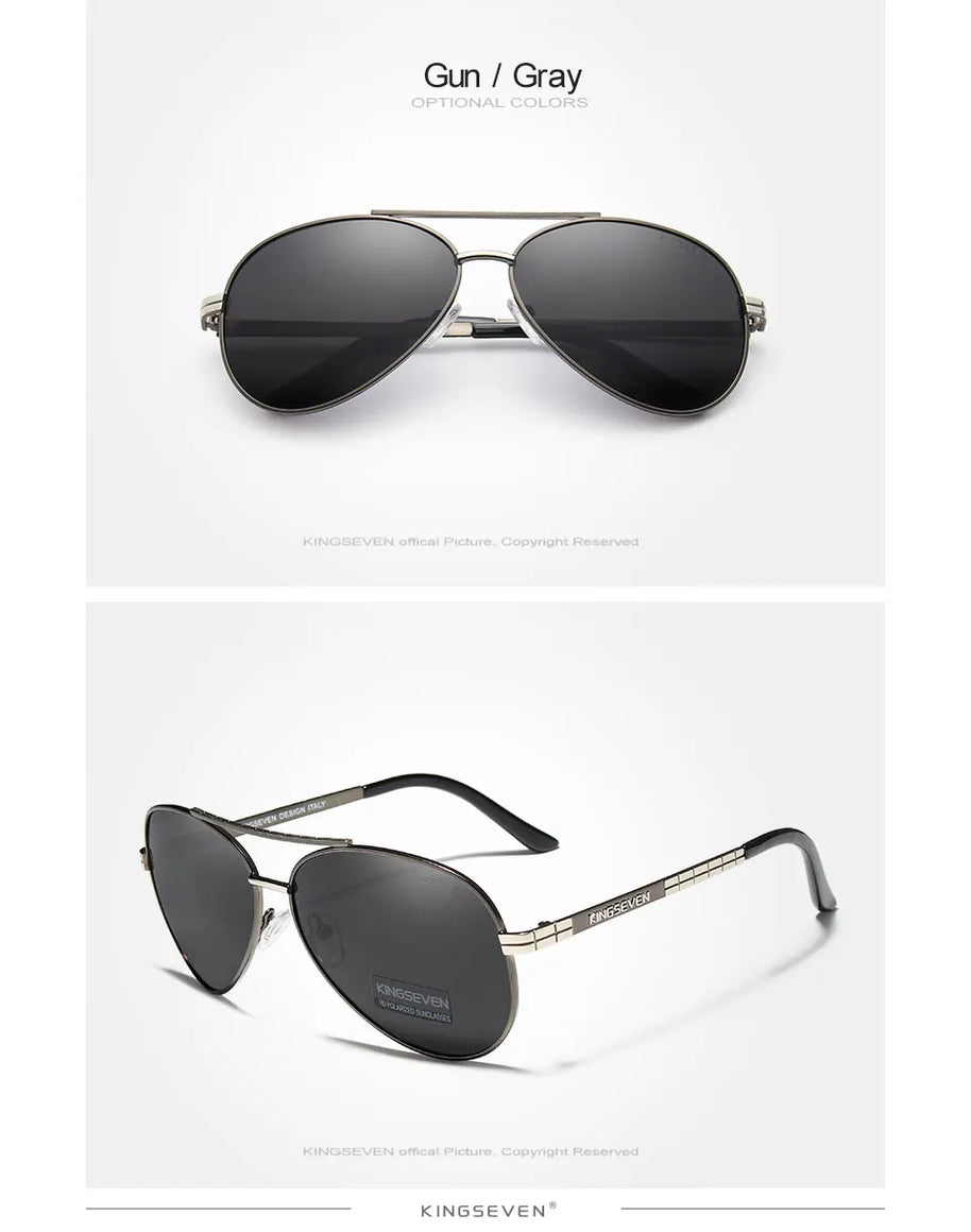 KINGSEVEN 2024 New Sunglasses For Men Design Aviation Alloy Full Frame Glasses HD Polarized UV400 Eye Protection Glasses Eyewear