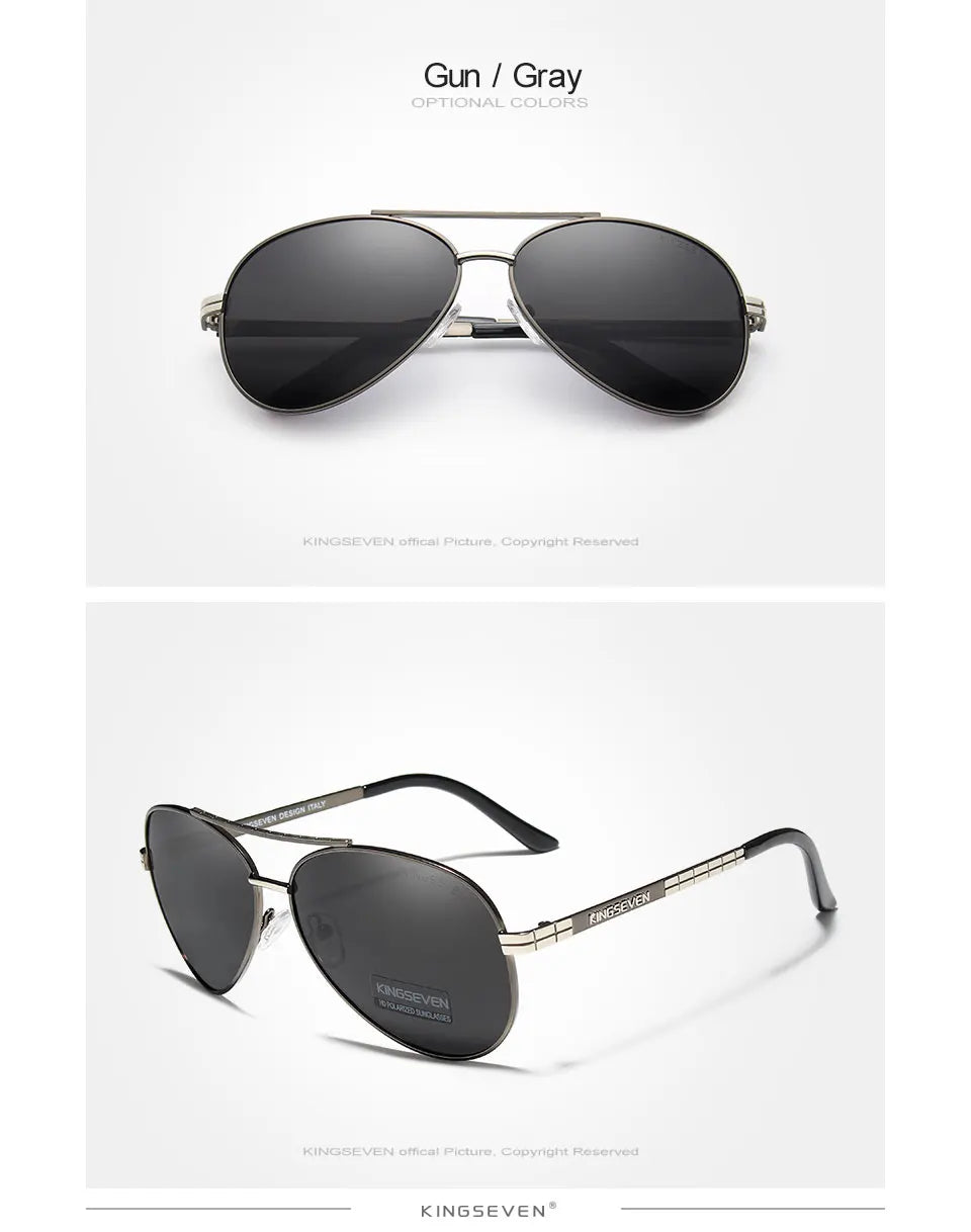 KINGSEVEN 2024 New Sunglasses For Men Design Aviation Alloy Full Frame Glasses HD Polarized UV400 Eye Protection Glasses Eyewear