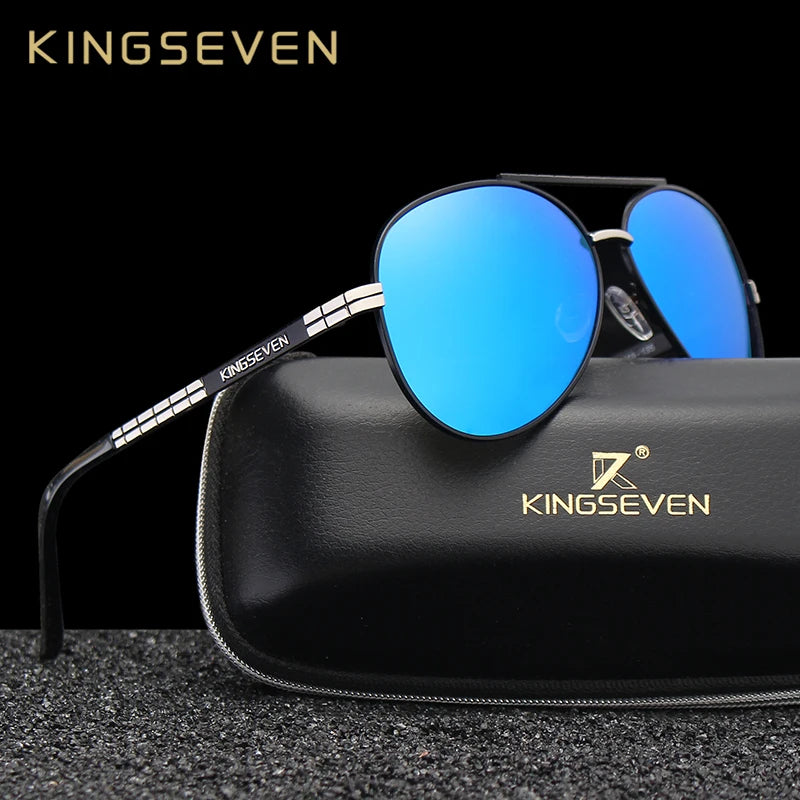KINGSEVEN 2024 New Sunglasses For Men Design Aviation Alloy Full Frame Glasses HD Polarized UV400 Eye Protection Glasses Eyewear