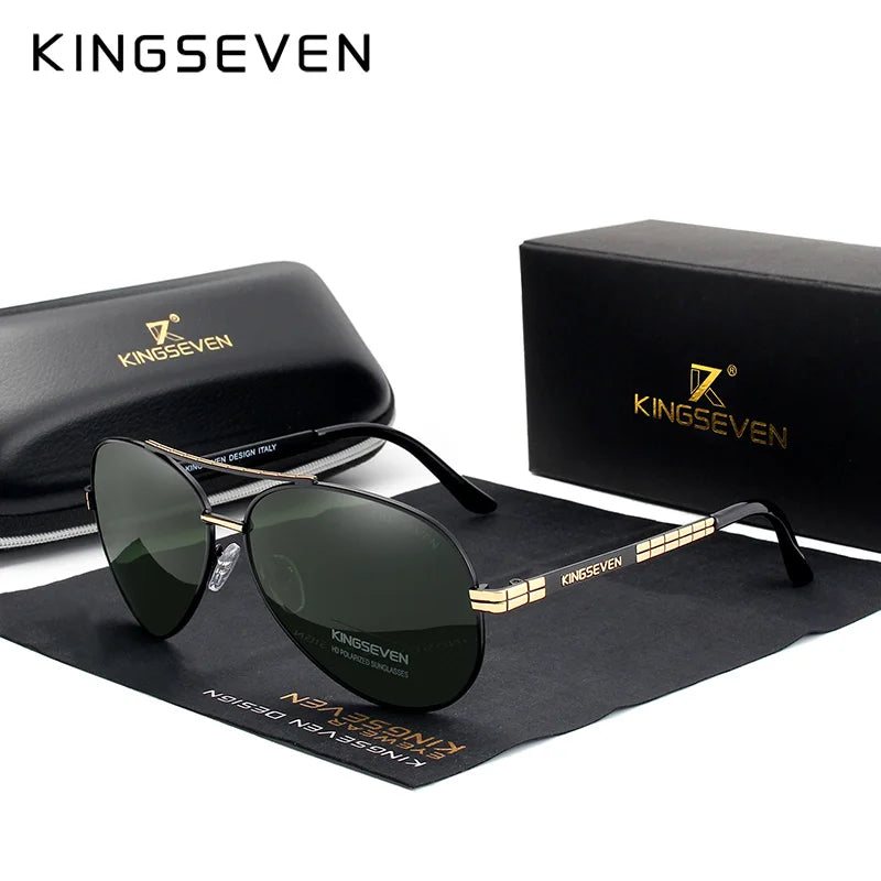 KINGSEVEN 2024 New Sunglasses For Men Design Aviation Alloy Full Frame Glasses HD Polarized UV400 Eye Protection Glasses Eyewear