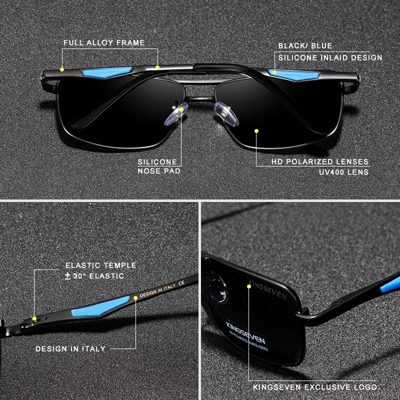 KINGSEVEN 2024 Brand Classic Square Polarized Sunglasses Men's Driving Male Sun Glasses Eyewear UV Blocking Oculos N7906
