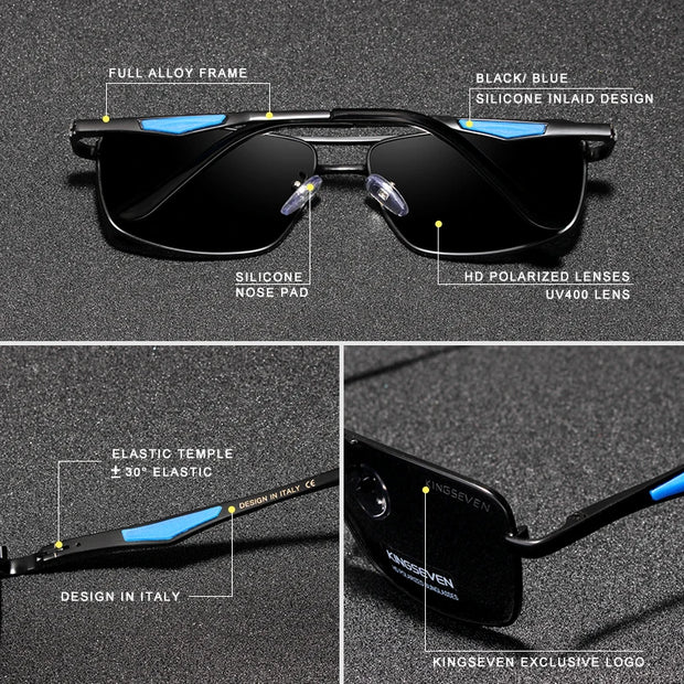 KINGSEVEN 2024 Brand Classic Square Polarized Sunglasses Men's Driving Male Sun Glasses Eyewear UV Blocking Oculos N7906