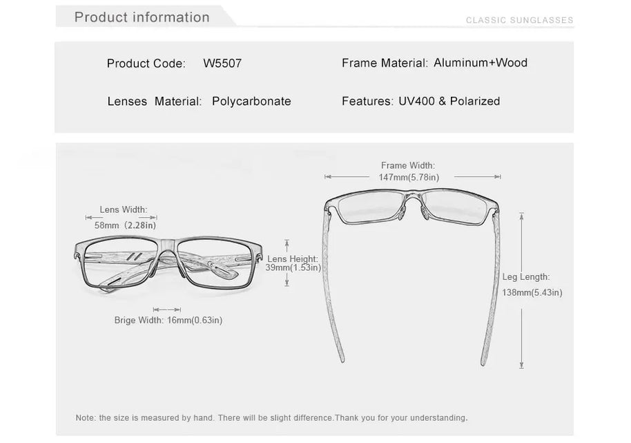 KINGSEVEN Brand Wooden Sunglasses High Quality Rectangle Frame Men Women's UV400 Polarized Lens Glasses Luxury Retro Eyewear