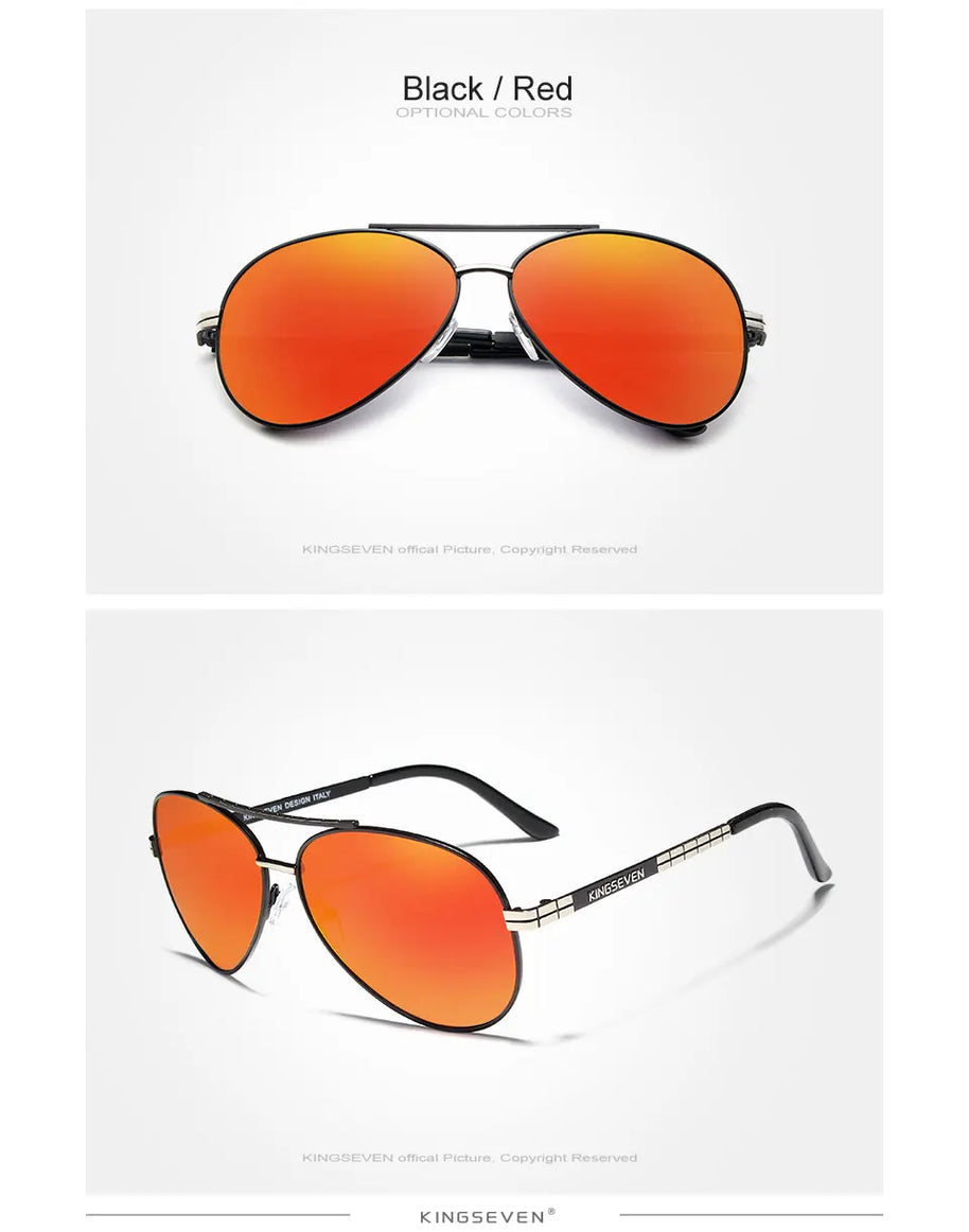 KINGSEVEN 2024 New Sunglasses For Men Design Aviation Alloy Full Frame Glasses HD Polarized UV400 Eye Protection Glasses Eyewear