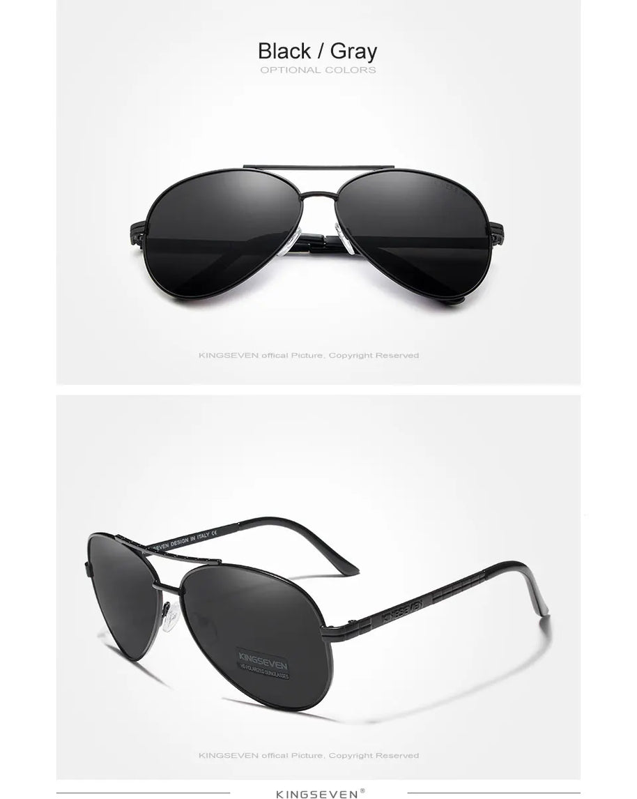 KINGSEVEN 2024 New Sunglasses For Men Design Aviation Alloy Full Frame Glasses HD Polarized UV400 Eye Protection Glasses Eyewear