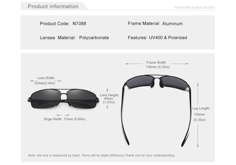 KINGSEVEN Vintage Retro Brand Designer Men Polarized Sunglasses Square Classic Men Shades Sun glasses UV400 N7088
