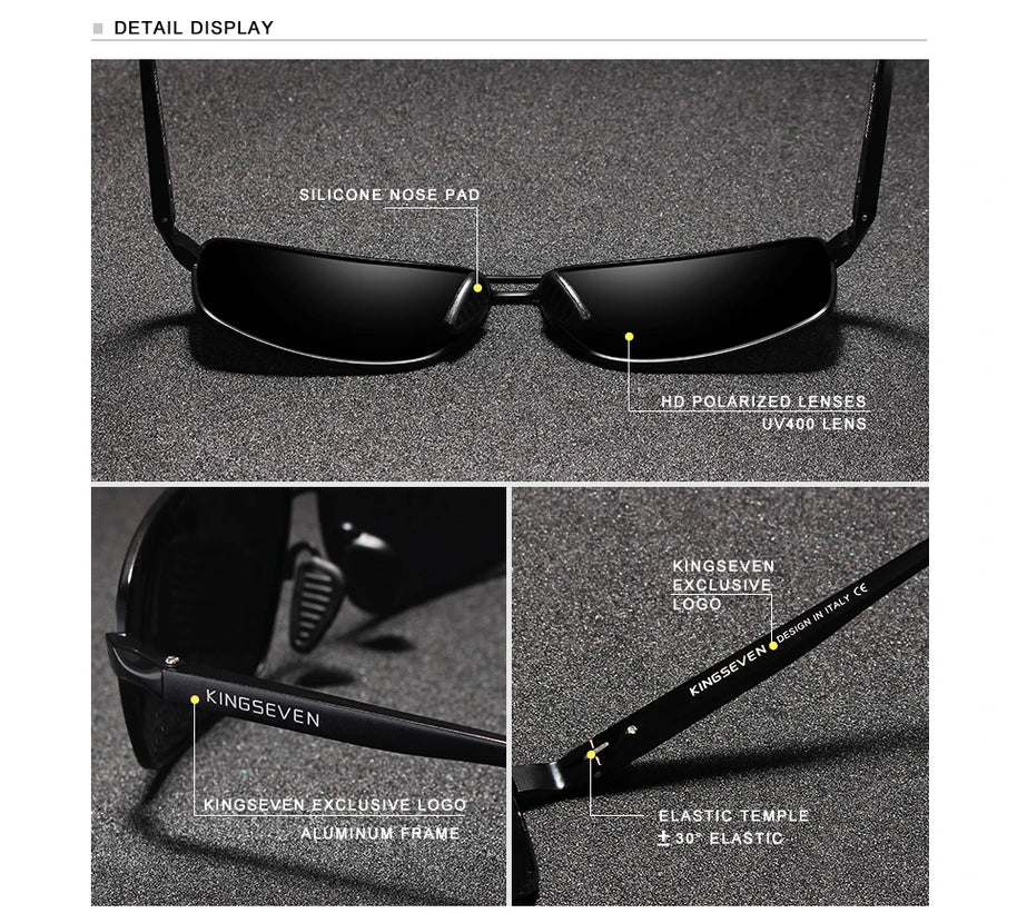 KINGSEVEN Vintage Retro Brand Designer Men Polarized Sunglasses Square Classic Men Shades Sun glasses UV400 N7088