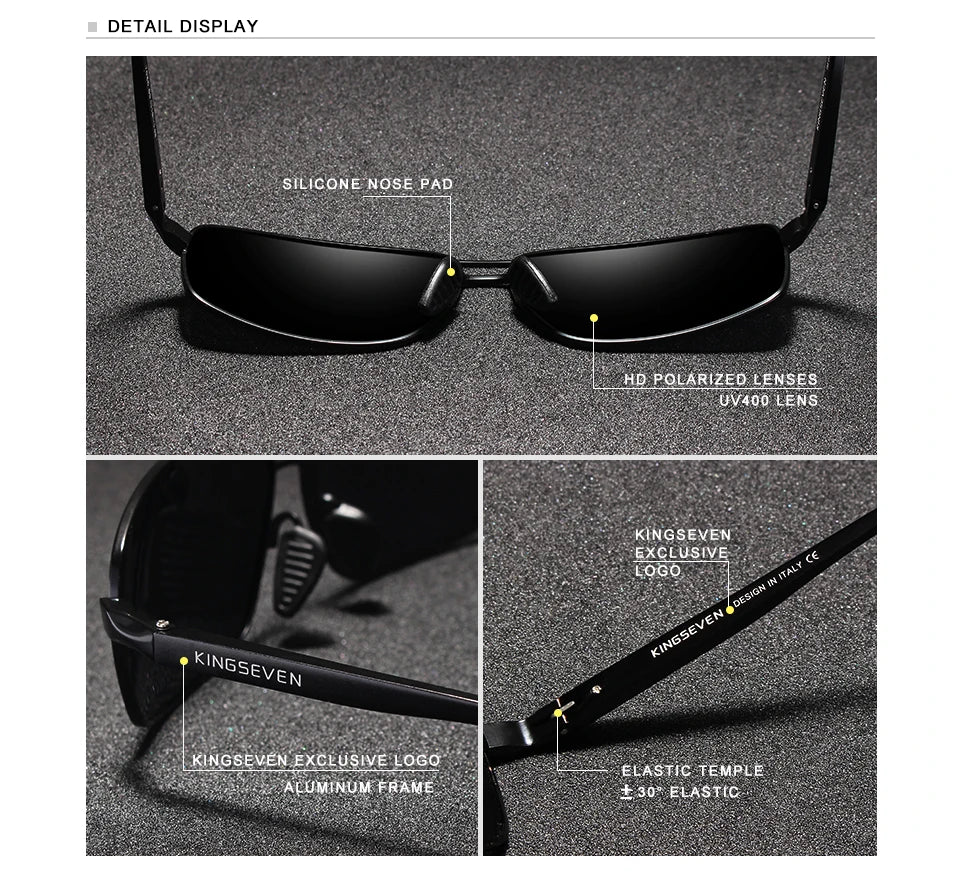 KINGSEVEN Vintage Retro Brand Designer Men Polarized Sunglasses Square Classic Men Shades Sun glasses UV400 N7088