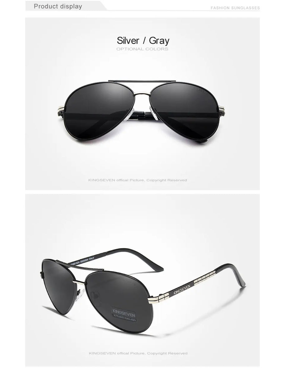 KINGSEVEN 2024 New Sunglasses For Men Design Aviation Alloy Full Frame Glasses HD Polarized UV400 Eye Protection Glasses Eyewear