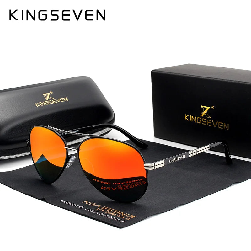 KINGSEVEN 2024 New Sunglasses For Men Design Aviation Alloy Full Frame Glasses HD Polarized UV400 Eye Protection Glasses Eyewear