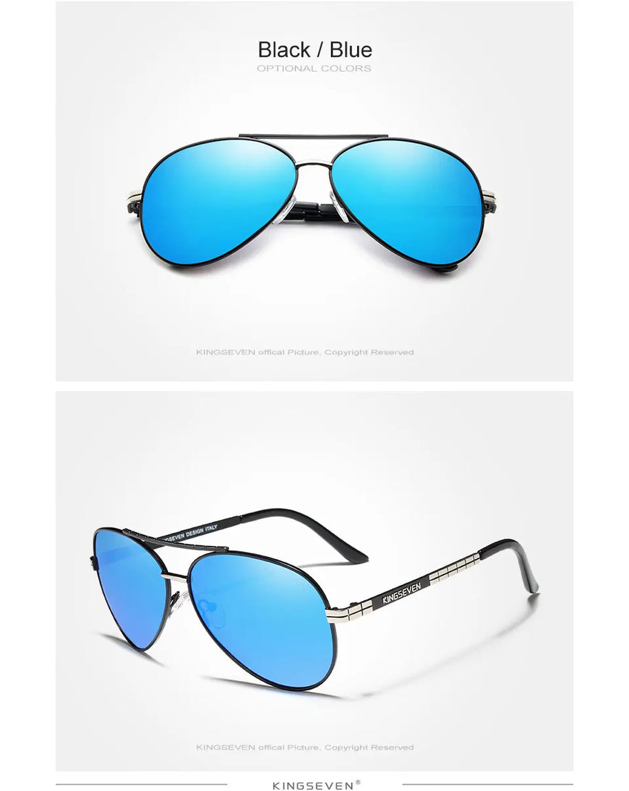 KINGSEVEN 2024 New Sunglasses For Men Design Aviation Alloy Full Frame Glasses HD Polarized UV400 Eye Protection Glasses Eyewear