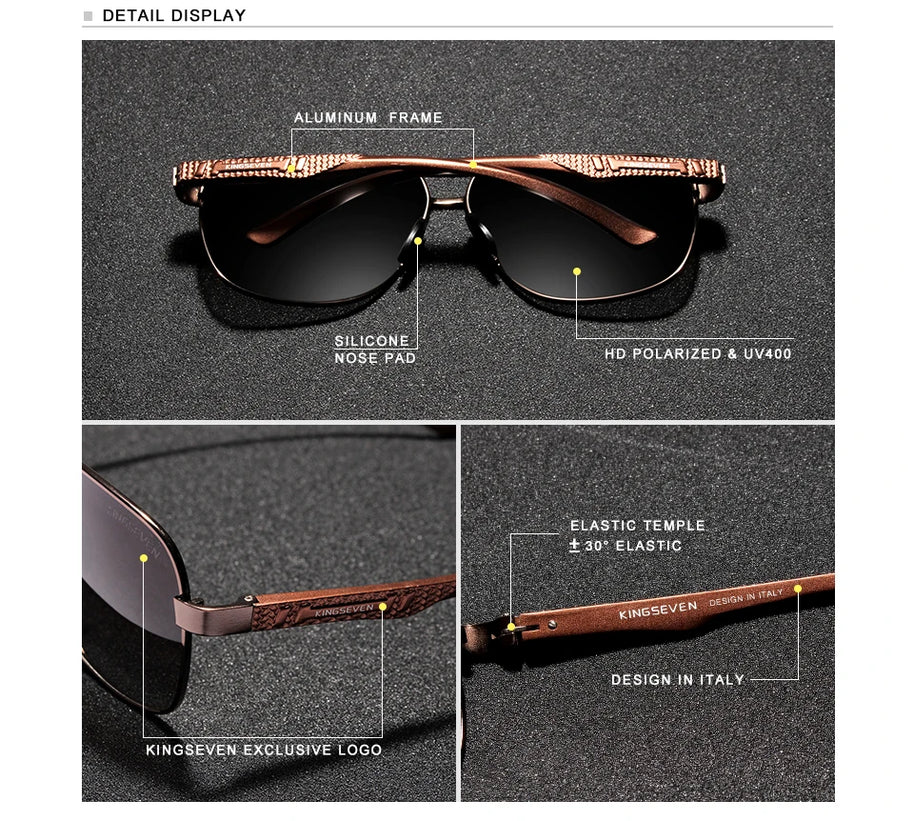 KINGSEVEN 2024 Brand Men Aluminum Sunglasses Polarized UV400 Mirror Male Eye Protection Glasses Women Men Oculos de sol Eyewear