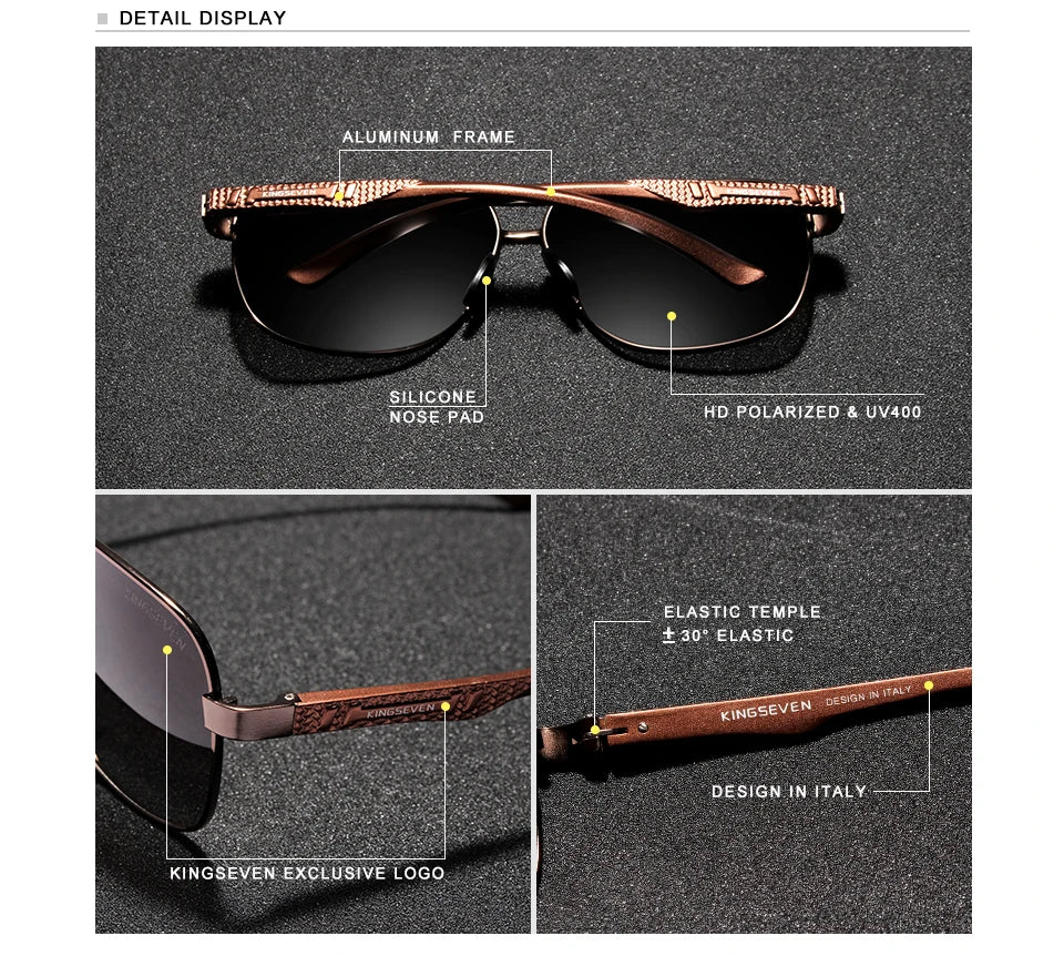 KINGSEVEN 2024 Brand Men Aluminum Sunglasses Polarized UV400 Mirror Male Eye Protection Glasses Women Men Oculos de sol Eyewear