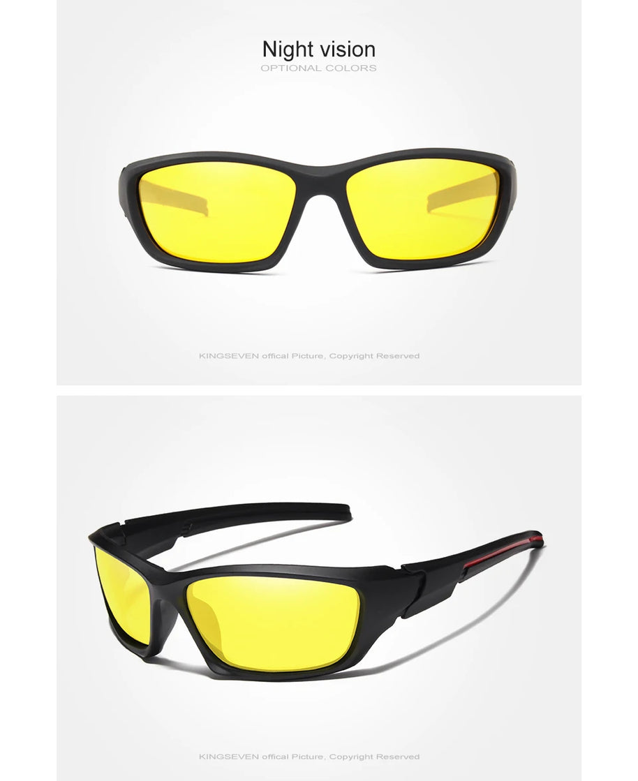 KINGSEVEN Fashion Polarized UV400 Sunglasses Men Cycling Luxury Brand Designer Vintage Driving Sun Glasses Goggles Shadow