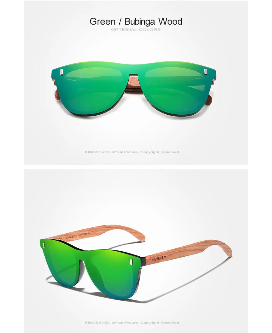 KINGSEVEN Brand Classical Wooden Sunglasses Men Retro Causal Polarized Rimless Women Glasses Anti-UV400 Wood Fashion Eyewear