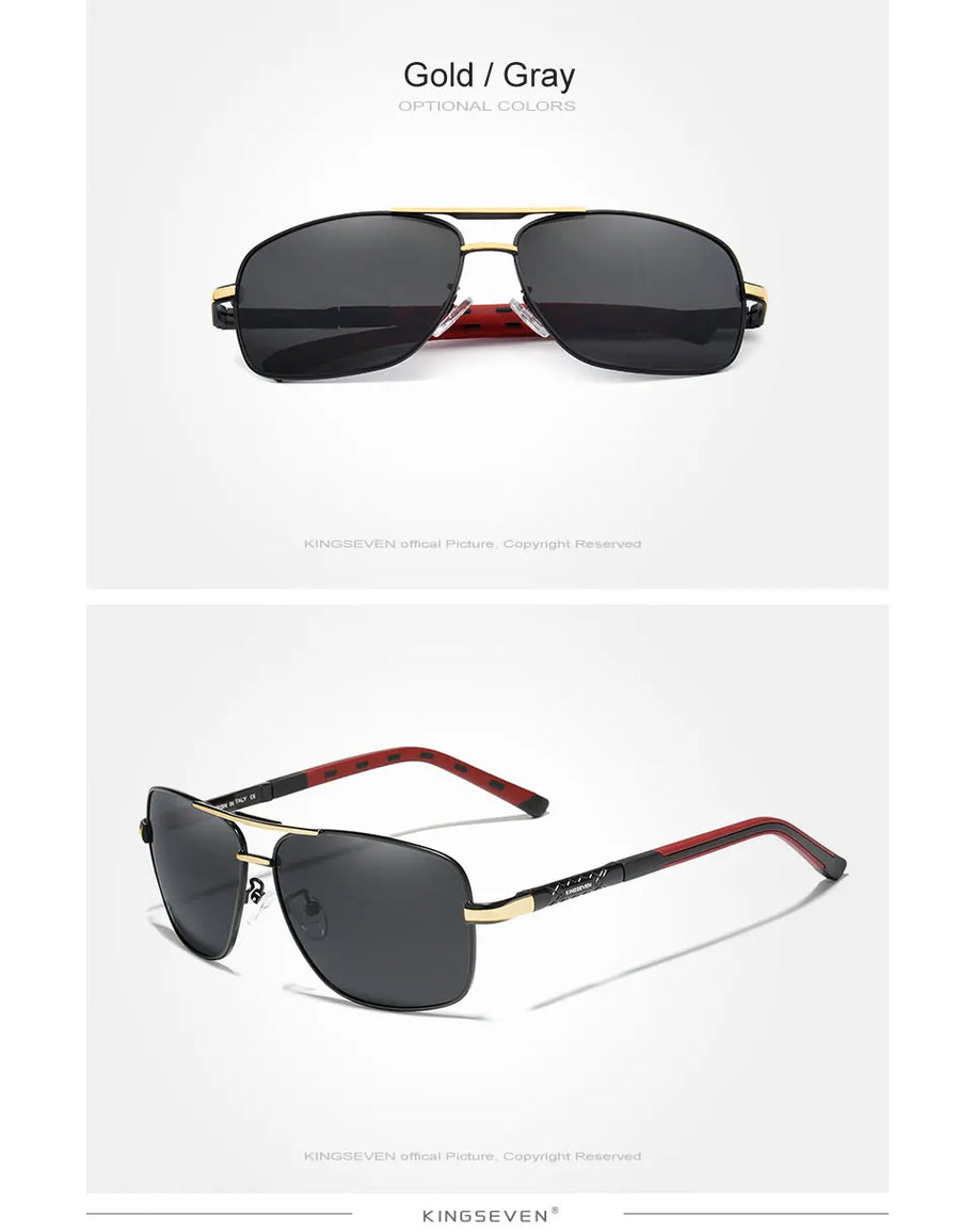 KINGSEVEN Aluminum Sunglasses Men/Women‘s Polarized UV400 Fashion Sunscreen Glasses Classical Driving Rectangle Business Eyewear