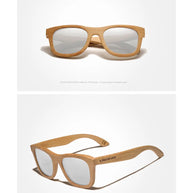 KINGSEVEN Polarized Natural Wooden Sunglasses For Men Women Full Bamboo Frame Retro Handmade Eyewear Square UV400 Lens Glasses