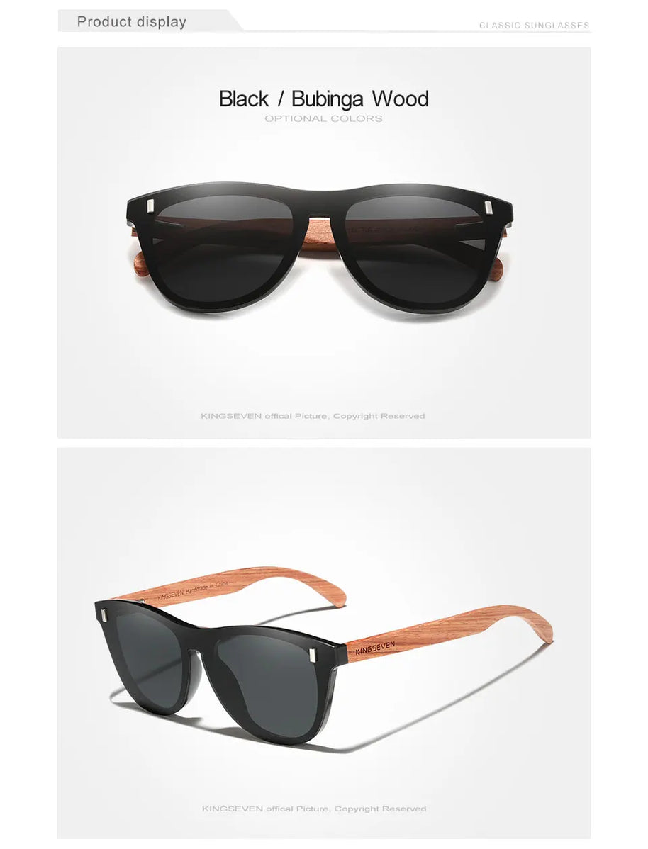 KINGSEVEN Brand Classical Wooden Sunglasses Men Retro Causal Polarized Rimless Women Glasses Anti-UV400 Wood Fashion Eyewear