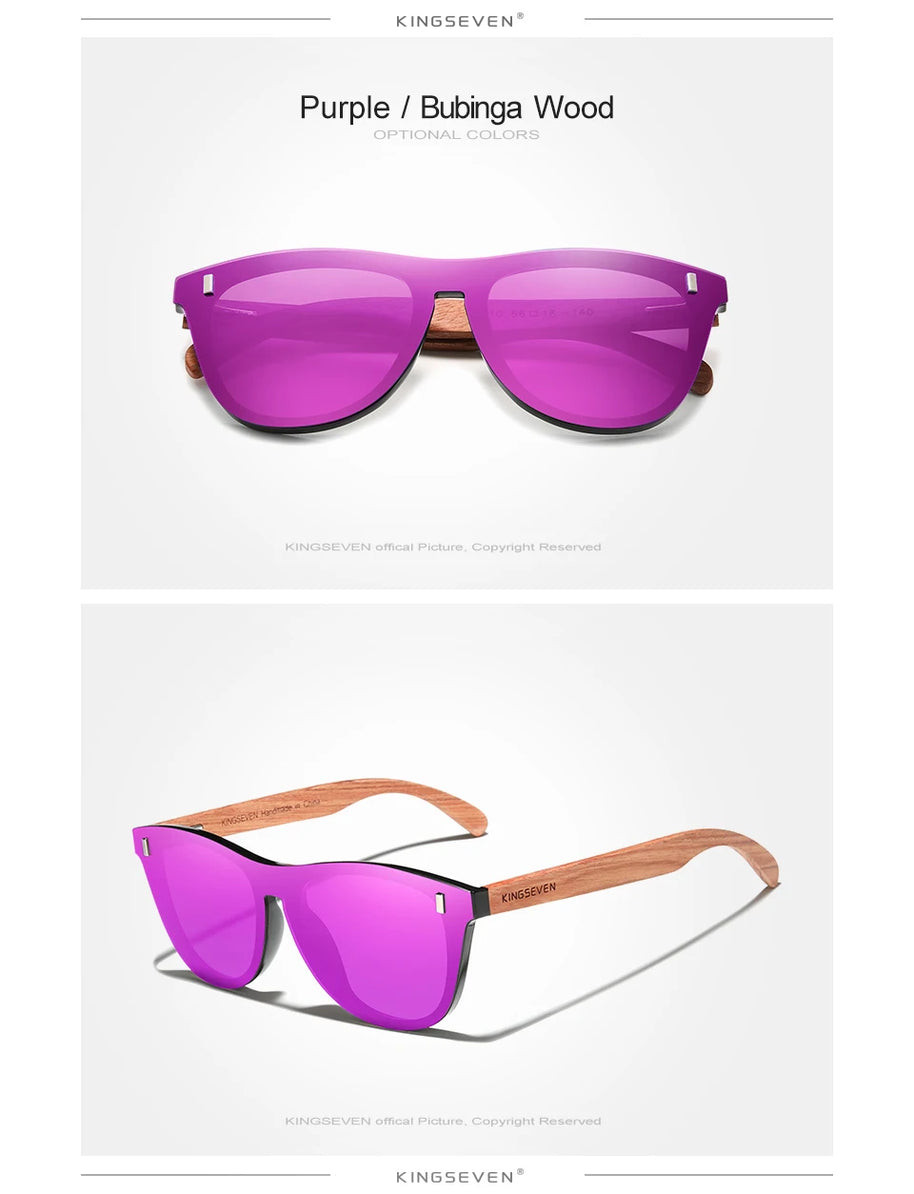 KINGSEVEN Brand Classical Wooden Sunglasses Men Retro Causal Polarized Rimless Women Glasses Anti-UV400 Wood Fashion Eyewear