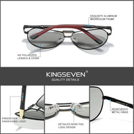 KINGSEVEN Brand Photochromic Sunglasses For Men Women Polarized UV400 Sun Glasses Chameleon Lenses Aluminum Driving Eyewear