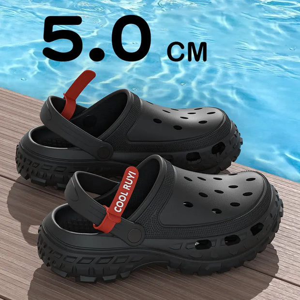 Summer Men's Sandals Thick Sole Clogs Garden Slippers EVA Slides for Man Breathable Non-Slip Beach Shoes Outdoor Casual Fishing
