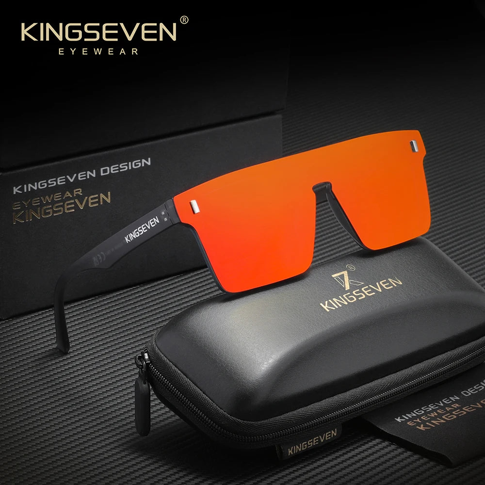 KINGSEVEN New Fashion Sunglasses Men Women Anti-Glare Rimeless Square Large Frame Polarized UV400 Outdoor Diving Eyeglasses
