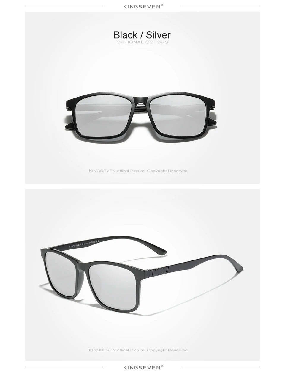 KINGSEVEN Classic Trendy Rectangle Sunglasses Polarized UV400 Women Men Fashion Luxury Glasses Travel Driving Vacation Eyewear